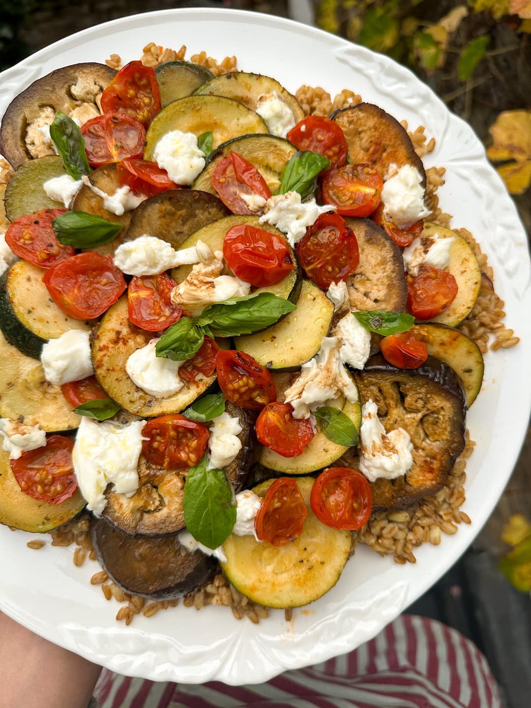 Roasted Aubergine, Zucchini & Tomato Grain Salad with Mozzarella - Image 3