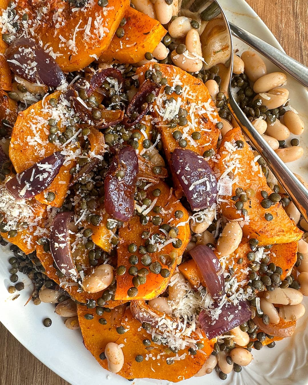 Butternut Squash & Puy Lentil Traybake with Parmesan
