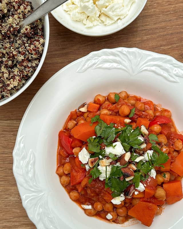 Sweet Potato & Chickpea Stew with Feta and Herbs