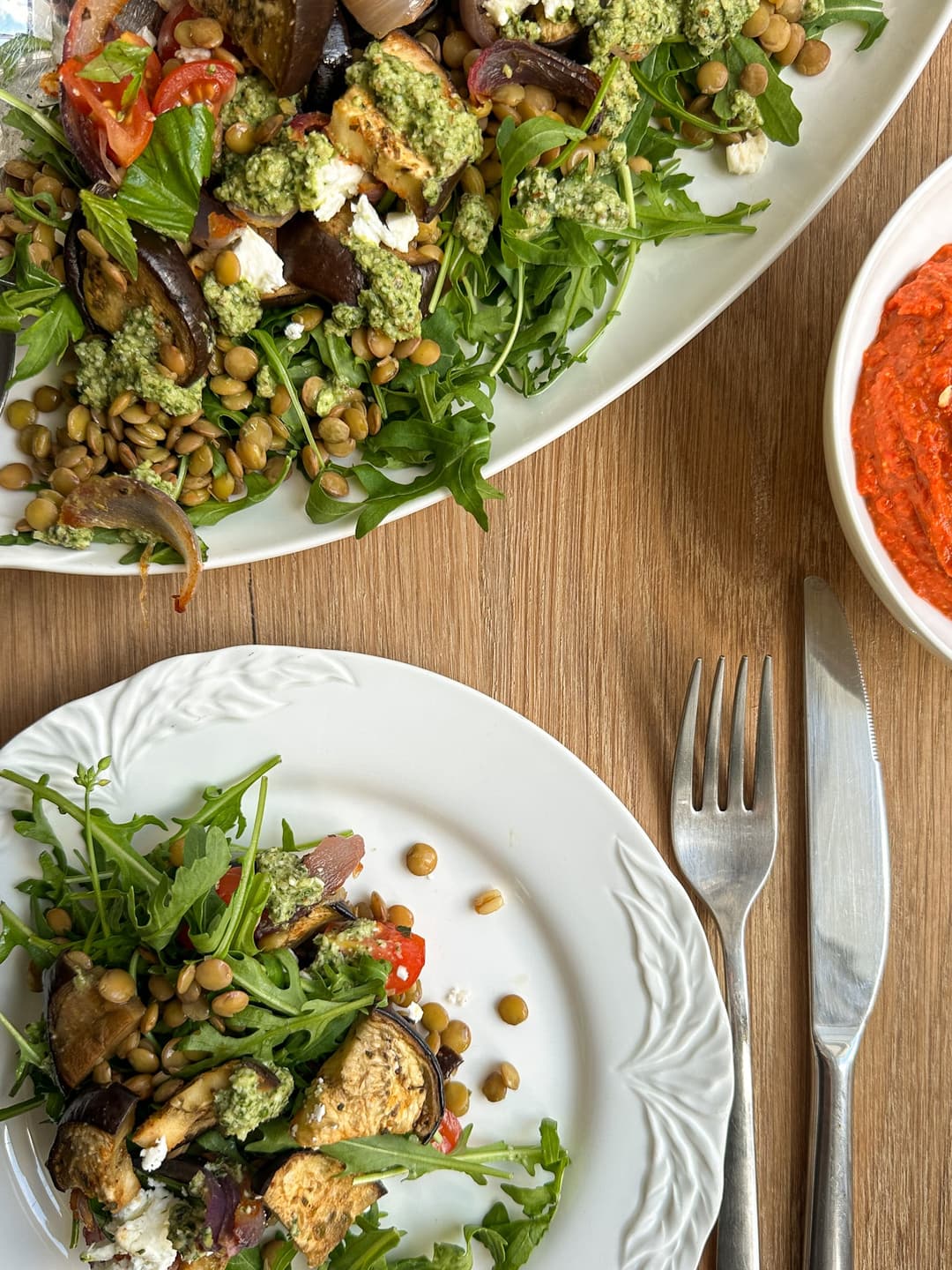 Warm Lentil & Aubergine Salad with Pesto - Image 2