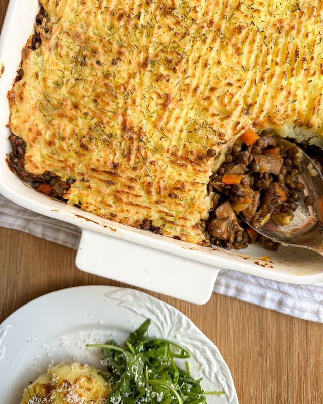 Vegetarian Shepherd's Pie with Lentils & Mushrooms