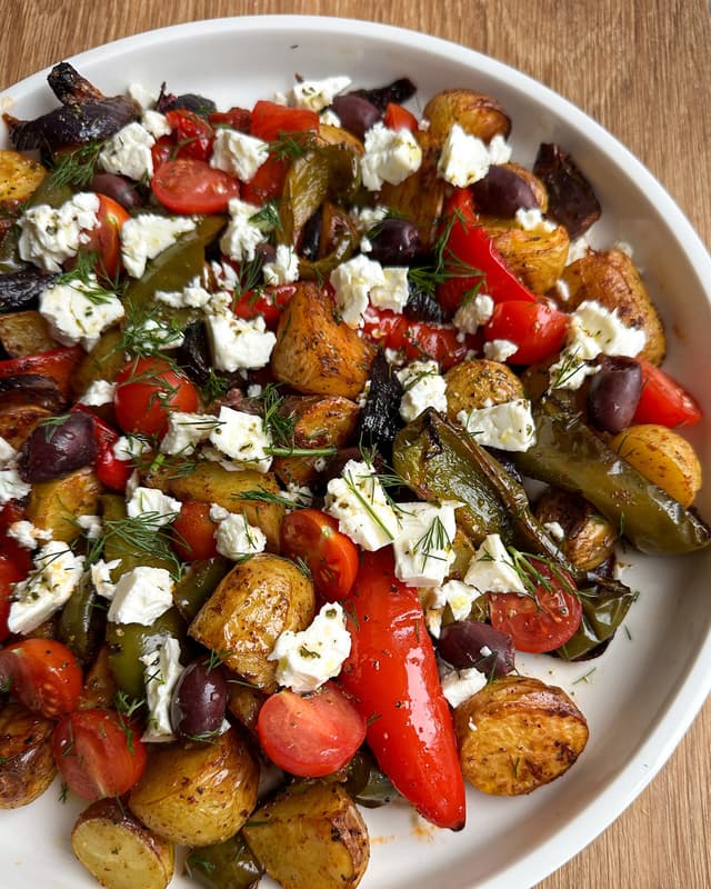 Greek Roasted Potatoes & Peppers